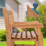 Banco de teca CLP Jackson V2 I Banco de madera resistente a la intemperie con respaldo I Banco de jardín estable de madera de teca maciza, color: Teca, tamaño: 200 cm