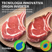 Microondas Toshiba MW3-AC26SFI(BK) con grill y convección/Horno microondas 6 en 1/26 L/Grill de 1000 W/Inversor Origin/Función Chef Defrost/Convección/Cocción combinada/Grill/Freidora de aire/Menú automático/Negro