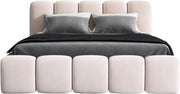Cama tapizada A&J MöbelLand 140x200 con arcón y somier – Sonic, cama con colchón y almacenamiento en beige