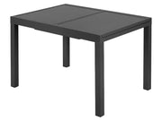 Conjunto de aluminio "Houston", 9 piezas: mesa extensible y 8 sillas de respaldo alto, gris
