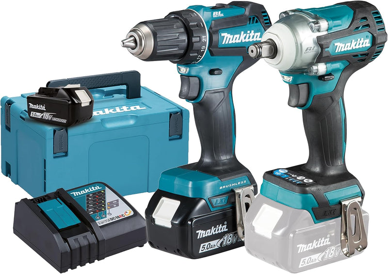 Kit combinado de herramientas inalámbricas Makita DLX2452TJ 18V 'Set para vehículos' (DDF485 + DTW300) / 5,0 Ah, 2 baterías + cargador en MAKPAC