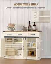 Aparador de cocina Hzuaneri, armario tipo bufé con 2 cajones, aparador con 3 puertas, estantes ajustables, estilo rústico, para cocina o salón, 40 x 108 x 80 cm, blanco vintage-marrón miel, SC85814X