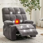 Sillón reclinable extragrande para adultos, sofá mecedor giratorio manual, bolsillos laterales y portavasos para personas altas y grandes, sala de estar