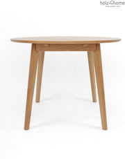 holz4home® Mesa redonda de madera maciza de roble I Mesa de madera de roble mesa de salón mesa de cocina de madera I Aspecto moderno patas inclinadas I Mesa de roble maciza redonda mesa de comedor mesa de comedor (115 cm)