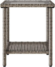 Sofá de jardín en forma de L vidaXL con mesa y cojines de ratán sintético gris, sofá de exterior, sofá para exteriores, sofá de jardín de ratán sintético, sofá de terraza