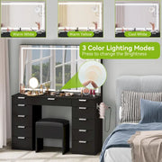 Tocador Moasis 46 con enchufe integrado, espejo iluminado y soporte para secador de pelo - 55.8" Al. x 46" An. x 11.7" Prof.