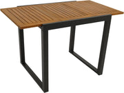 Mesa de jardín/balcón extensible DEGAMO RIVELLO 80/120x70 cm, aluminio antracita + madera de acacia aceitada, exterior, con certificación FSC®