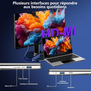 Ordenador portátil de 14 pulgadas 8+256GB Win11 Celeron N4020, compatible con expansión SSD de 1TB, WiFi 2.4G+5G, Bluetooth 4.2, USB, HDMI, FHD 1920 x 1080 con ratón inalámbrico y membrana de teclado AZERTY - Plata-1