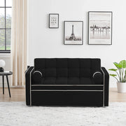 Sofá cama de 2 plazas de terciopelo de 55" con cama extraíble, respaldo ajustable, bolsillos laterales y soporte para teléfono