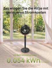 Ventilador de pie silencioso DREO de 23 dB, ventilador oscilante omnidireccional de 120°+120°, alcance de aire de 27 m, circulador de aire turbo real con un volumen de aire de 1615 m³/h, altura de 89-102 cm, 3 modos y 8 velocidades
