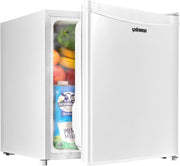 Mini frigorífico Upstreman de 46 L con congelador, termostato ajustable, ahorro de energía, silencioso, frigorífico superior con puerta reversible, minibar para dormitorio, oficina, hotel, blanco-FR17