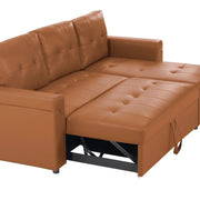 Sofá seccional reversible convertible con cama extraíble, chaise longue con almacenamiento oculto y patas duraderas
