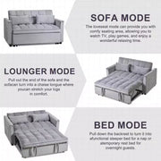 Sofá cama convertible de terciopelo 3 en 1 color gris cemento con cojines y bolsillos, sofá cama moderno extraíble, respaldo ajustable