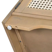 Banco de almacenamiento rústico de madera Whisen, banco zapatero para entrada con cojín extraíble y estantes ajustables