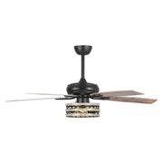 Ventilador de techo con jaula negra, 5 aspas, acabado Driftwood, 52 pulgadas, con control remoto
