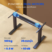 FLEXISPOT Base de mesa ajustable en altura E1 Pro motor dual, gestión de cables, pantalla LED de altura, 4 memorias, oficina, hogar.