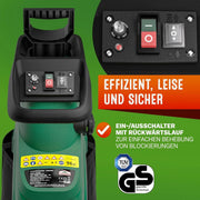 Trituradora de rodillo eléctrica DBHC002 3100 W hasta 44 mm de grosor de rama con 2 bolsas de recogida de 60 L