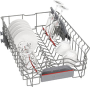 Lavavajillas inteligente Bosch Serie 2 SPV2IKX10E, totalmente integrable, 45 cm de ancho, cesta para cubiertos, secado extra con solo pulsar un botón, InfoLight punto de luz rojo en el suelo, protección AquaStop contra daños por agua, blanco