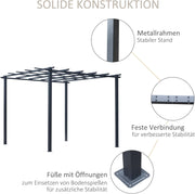 Outsunny Pabellón de jardín, arco para rosas, soporte para trepadoras, cenador de jardín, resistente a la intemperie, metal, negro, 2,97 x 2,95 x 2,3 m