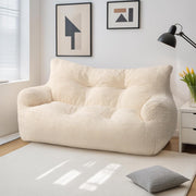 Puf Pamapic, puf para adultos con relleno, sillón doble tipo lounge con asa portátil, puf ergonómico moderno, silla tipo puf para interiores para salón, dormitorio, sala de juegos, beige