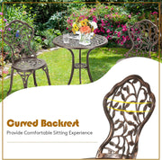 GIANTEX 3 TLG. Bistro Set, Bistrotisch mit 2 Stühlen, Gartenmöbel Set Alu, Gartenset Balkonset antik, runder Gartentisch, Balkonmöbel Set Garten Sitzgruppe 2 Sitzhocker Outdoor Bronze
