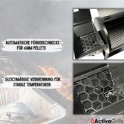 Ahumador de pellets ACTIVA El Paso I Ahumador con alimentación automática de pellets y termómetro I Parrilla de acero inoxidable para barbacoa y ahumado