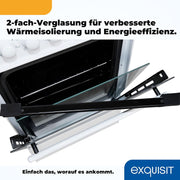 Cocina independiente Exquisit, cocina de 50 cm con placa vitrocerámica, calor superior/inferior, horno con ventilador y grill, cocina eléctrica independiente de 50 cm, color blanco, ECM 5-4-1