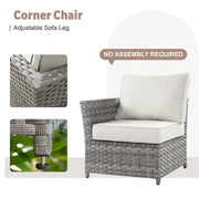 Set de muebles de exterior para patio XIZZI de 13 piezas de mimbre con fogata
