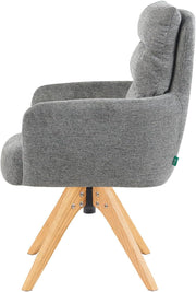 Juego de 2 sillas de comedor DUBI Möbel, giratorias 360° con núcleo de muelles ensacados, gran comodidad de asiento, capacidad de carga hasta 150 kg, tela resistente a la abrasión gris, estructura de madera maciza de roble aceitada (natural), Mika-Juna