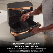 Freidora de aire Ninja Foodi FlexDrawer Dual Zone AF500EUCP 10,4 L con separador extraíble, 7 en 1, negro y cobre