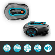 Robot cortacésped Gardena smart SILENO Free Set 750 m², inalámbrico, para céspedes de hasta 750 m², inteligencia LONA, sin cable perimetral, funcionamiento silencioso, cortacésped inteligente con control por app (19924-47)