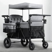 Jeep Wrangler Deluxe Stroller Wagon for 4 Kids – Removable Canopy, Cooler Bag, Modular Seats, XXL Storage, All-Terrain Tires, Adjustable Handlebars