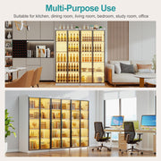 Vitrina Lvifur blanca, aparador de 35 × 70 × 165 cm, armario despensero inteligente con 3 colores RGB regulables, aparador de buffet con sensor inteligente, color blanco