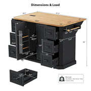 Isla de cocina extensible con alas abatibles, carrito de cocina sobre 4 ruedas con toma de corriente, mesa isla móvil con 2 puertas y 6 cajones