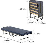 Dmora Cama plegable con somier de láminas y colchón, mide 190x80x30 cm