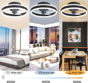 Ventilador de techo moderno LED con luces y control remoto, silencioso y regulable, reversible, 3 colores, 6 velocidades, ventilador de techo inteligente para sala de estar, dormitorio