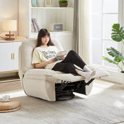 Sillón reclinable giratorio de pana con deslizamiento, reposapiés para sala de estar