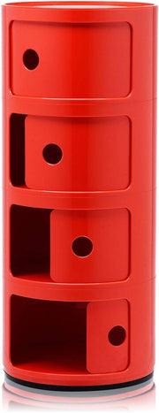 Kartell Componibili, contenedor de 4 elementos, rojo, base redonda