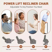 Sillón reclinable elevador eléctrico, reclinables eléctricos para ancianos con calor y masaje, asistencia para levantarse con portavasos, bolsillo lateral, para sala de estar
