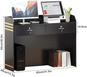 Mostrador de recepción moderno con 2 cajones con cerradura, mesa de caja para comercios, cajeros, recepción, muebles de oficina elegantes para espacios profesionales