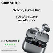 Buds3 Pro, Auriculares inalámbricos, Cancelación activa de ruido, Bluetooth, Plata, Audio 360, IA, Cargador de red incluido, (Versión FR)
