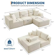 Sofá moderno de 108", sofá tapizado de 3 plazas en forma de L con cojines, sofá de asiento profundo, no requiere montaje