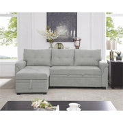 Sofá seccional reversible convertible con cama extraíble, chaise longue con almacenamiento oculto y patas duraderas