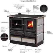 Cocina de leña Interstoves MAGNUM MBS de hierro fundido, salida por el lado izquierdo -