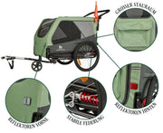 Remolque para bicicletas para perros Knuffelwuff Cruvado 45 kg, plegable, ligero, correa de seguridad, reflectores, enganche universal