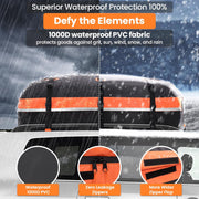 Sailnovo Cofre de techo para vehículo, bolsa de techo impermeable para viajes, resistente a la intemperie con alfombrilla antideslizante, 6 ganchos de puerta y candado de combinación, 590 L, PVC 1000D