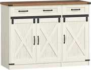 Aparador de cocina Hzuaneri, armario tipo bufé con 2 cajones, aparador con 3 puertas, estantes ajustables, estilo rústico, para cocina o salón, 40 x 108 x 80 cm, blanco vintage-marrón miel, SC85814X