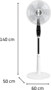Ventilador de pie Rowenta Turbo Silence Extreme, 14 velocidades, modo noche silenciosa de 32 dB, mando a distancia, oscilación, altura regulable, circulación de aire hasta 8,2 m, blanco, VU5690F0
