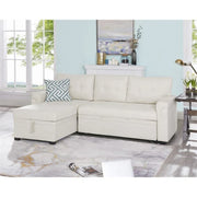 Sofá seccional reversible convertible con cama extraíble, chaise longue con almacenamiento oculto y patas duraderas