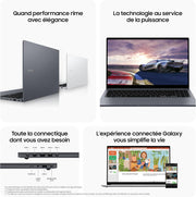 Ordenador portátil Samsung Galaxy Book4 de 15,6'', Intel Core 5, 8 GB de RAM, 256 GB SSD, Intel Graphics, Gris antracita, teclado AZERTY FR